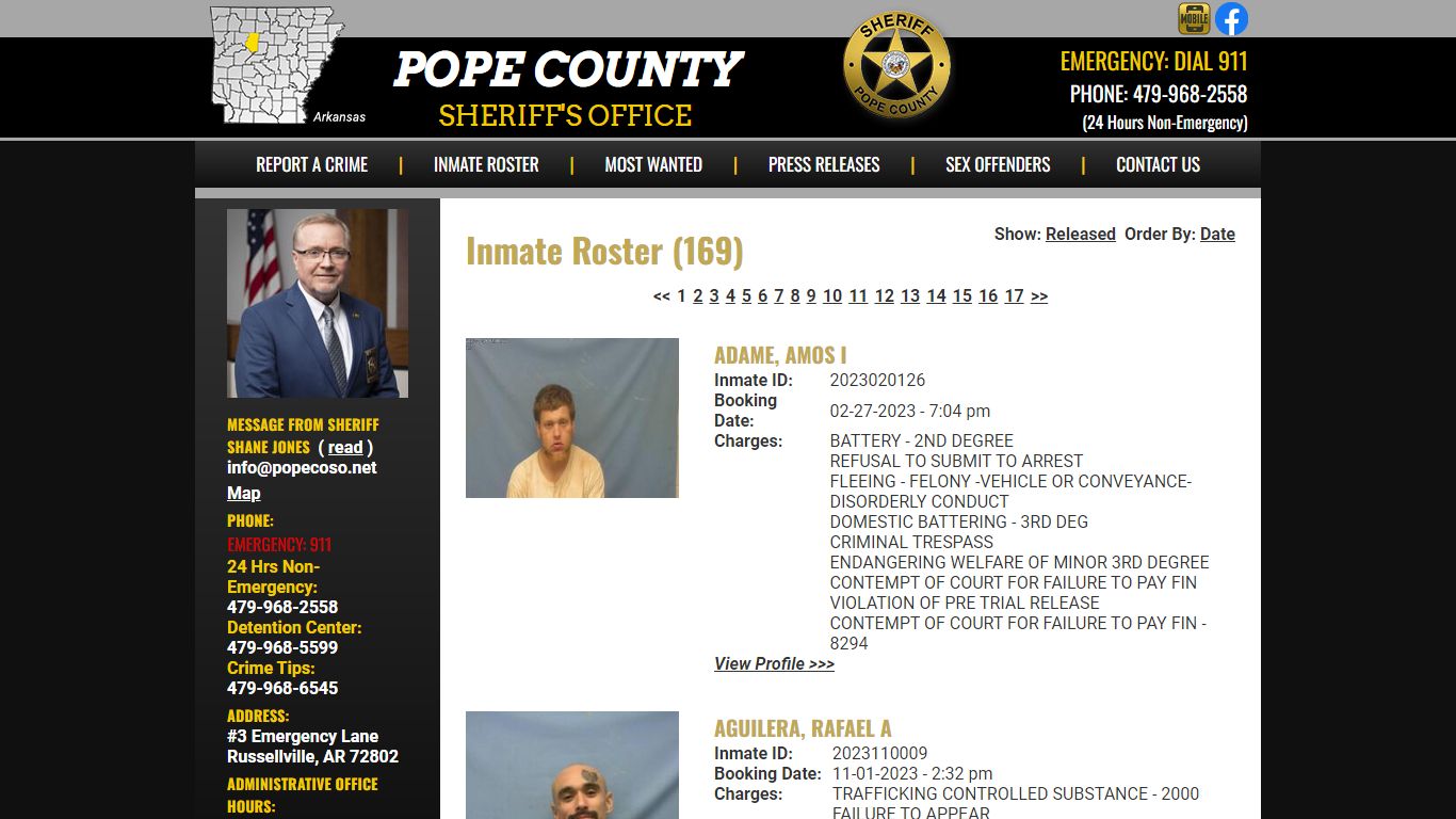 Inmate Roster - Current Inmates - Pope County AR Sheriff