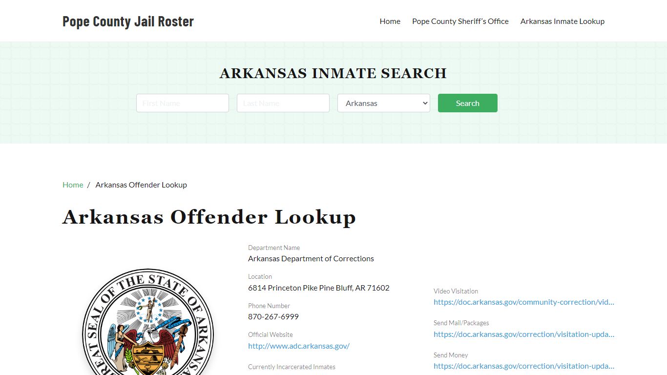 Arkansas Inmate Search, Jail Rosters - Pope County Jail