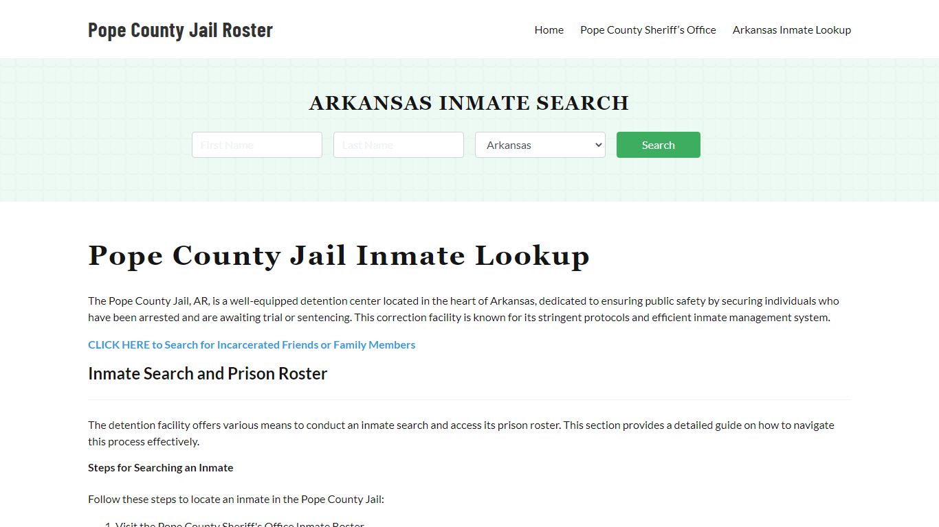 Pope County Jail Roster Lookup, AR, Inmate Search