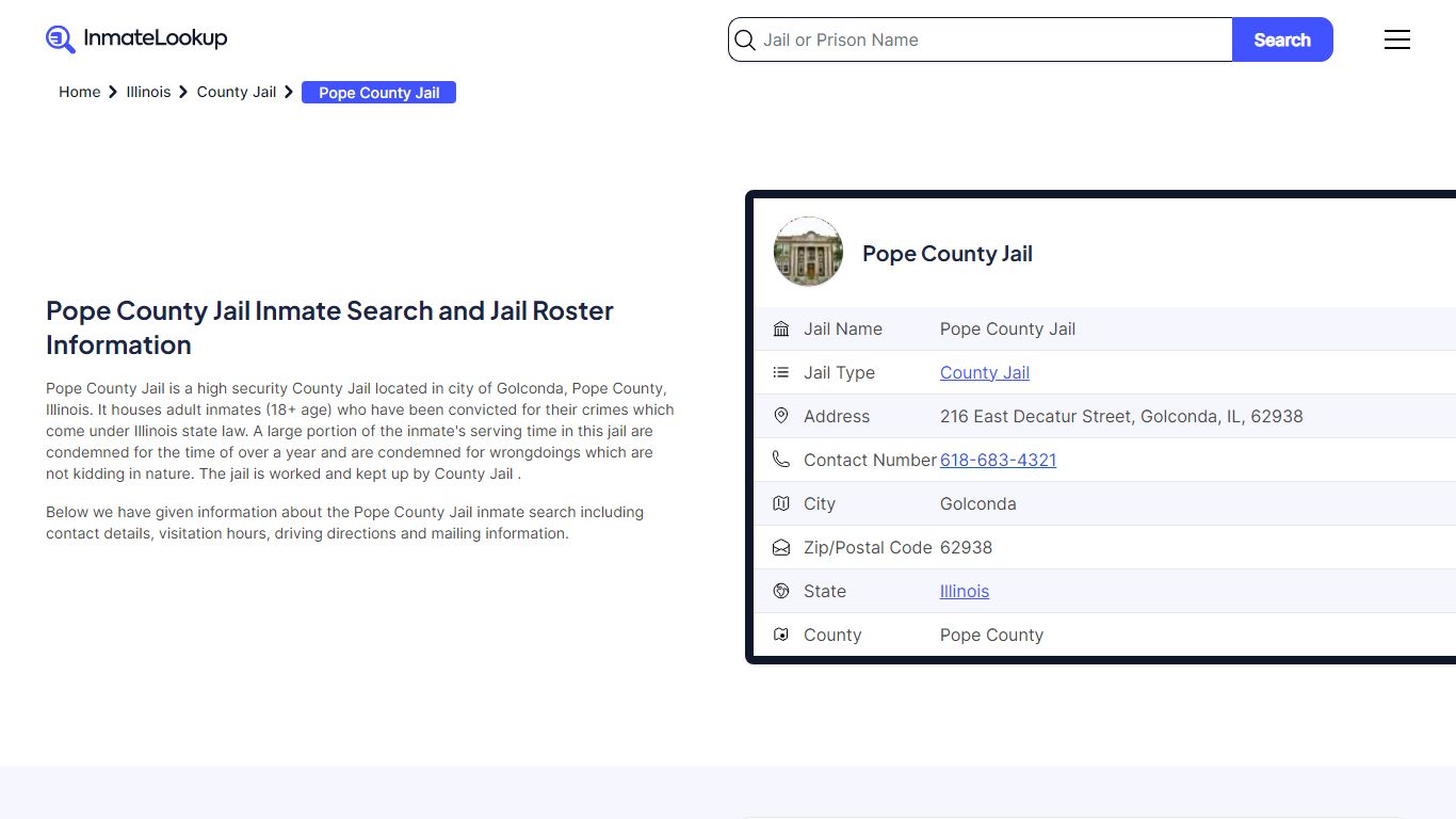 Pope County Jail (IL) Inmate Search Illinois - Inmate Lookup