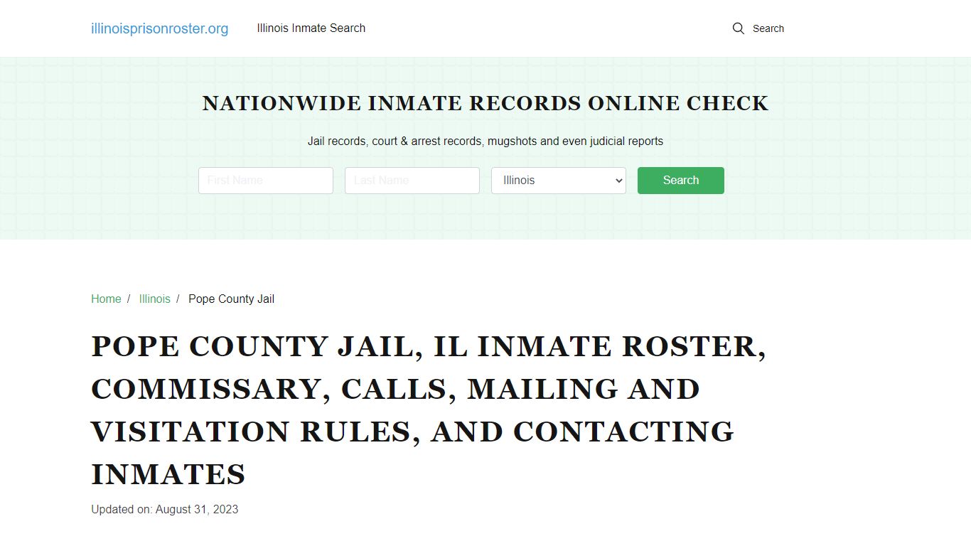 Pope County Jail, IL Offender Search, Calls, Contacts