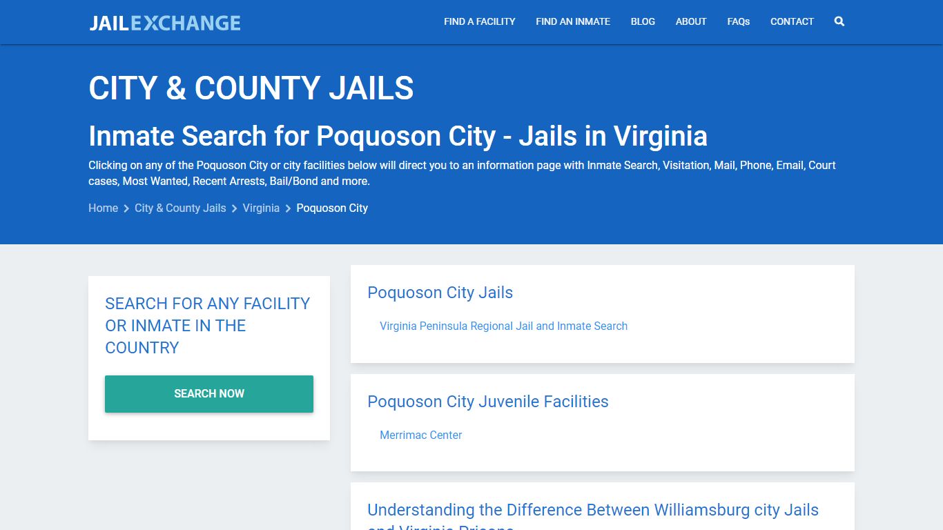 Inmate Search for Poquoson City | Jails in Virginia - Jail Exchange