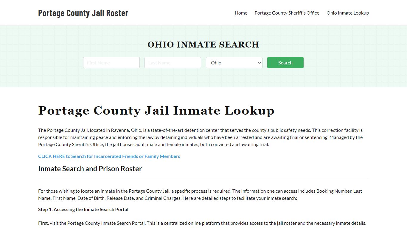 Portage County Jail Roster Lookup, OH, Inmate Search