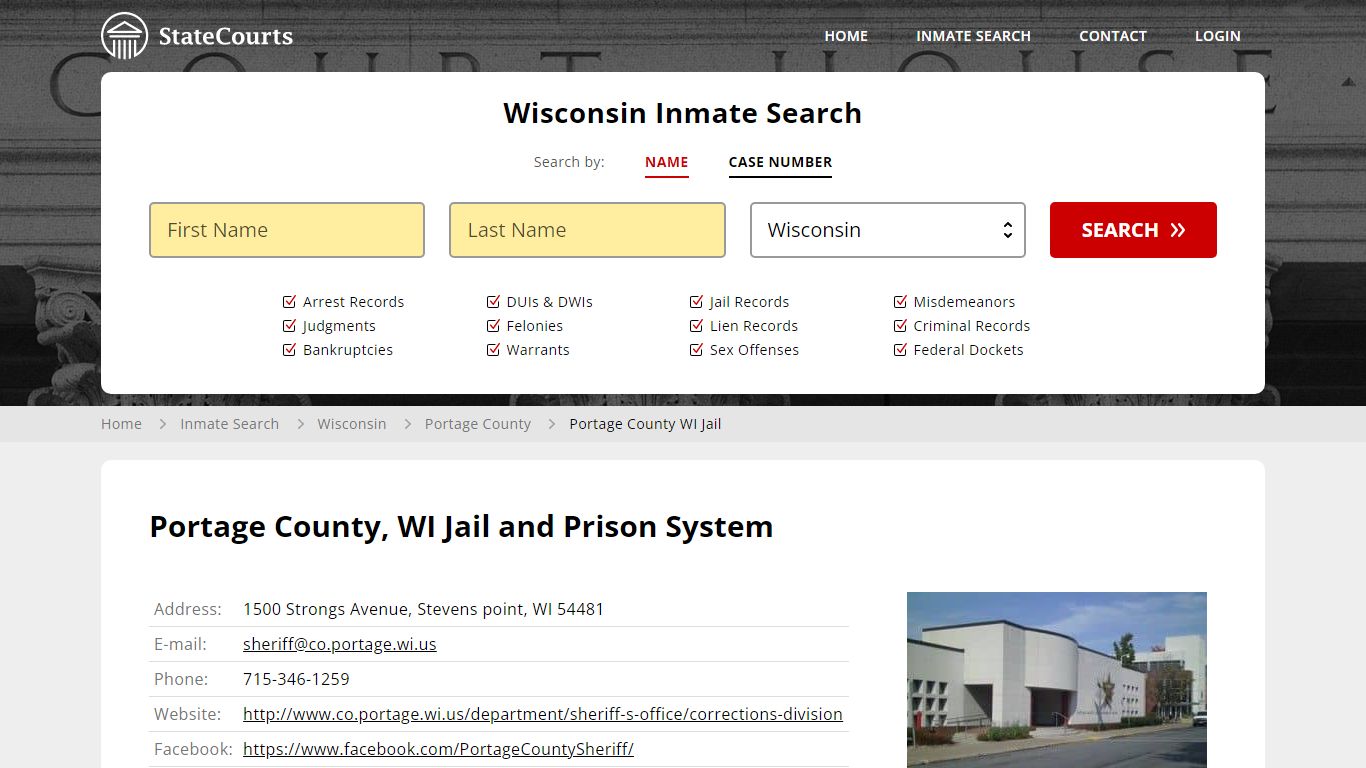 Portage County WI Jail Inmate Records Search, Wisconsin - StateCourts