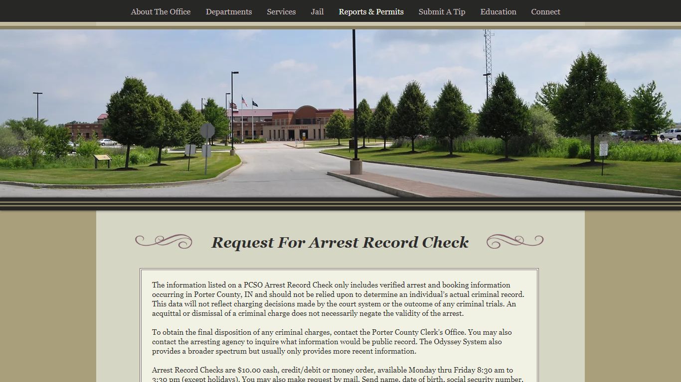 Arrest Record/Backgroud | portercountysheriff