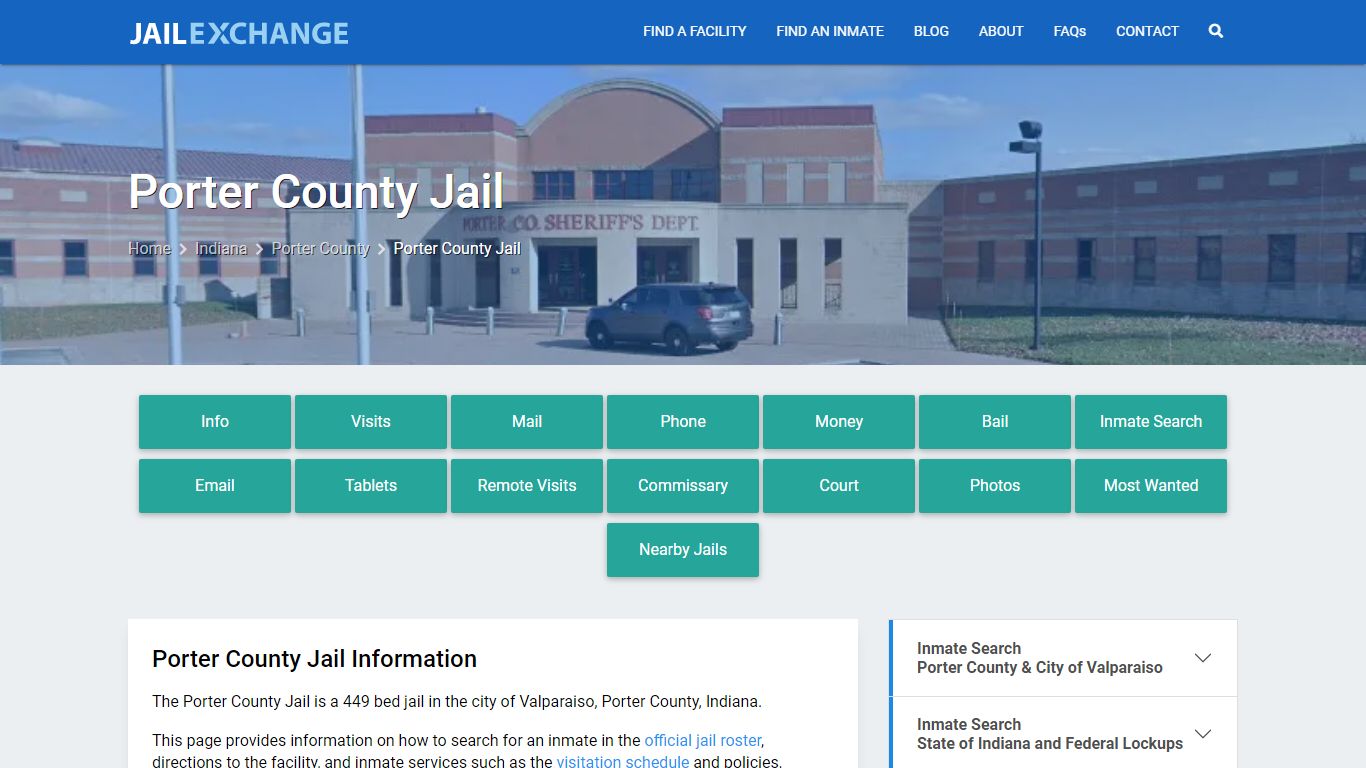 Porter County Jail, IN Inmate Search, Information