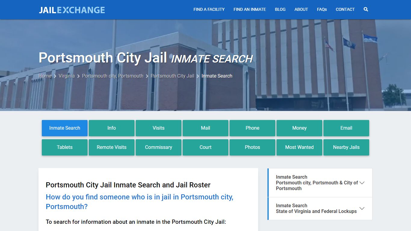 Inmate Search: Roster & Mugshots - Portsmouth City Jail, VA