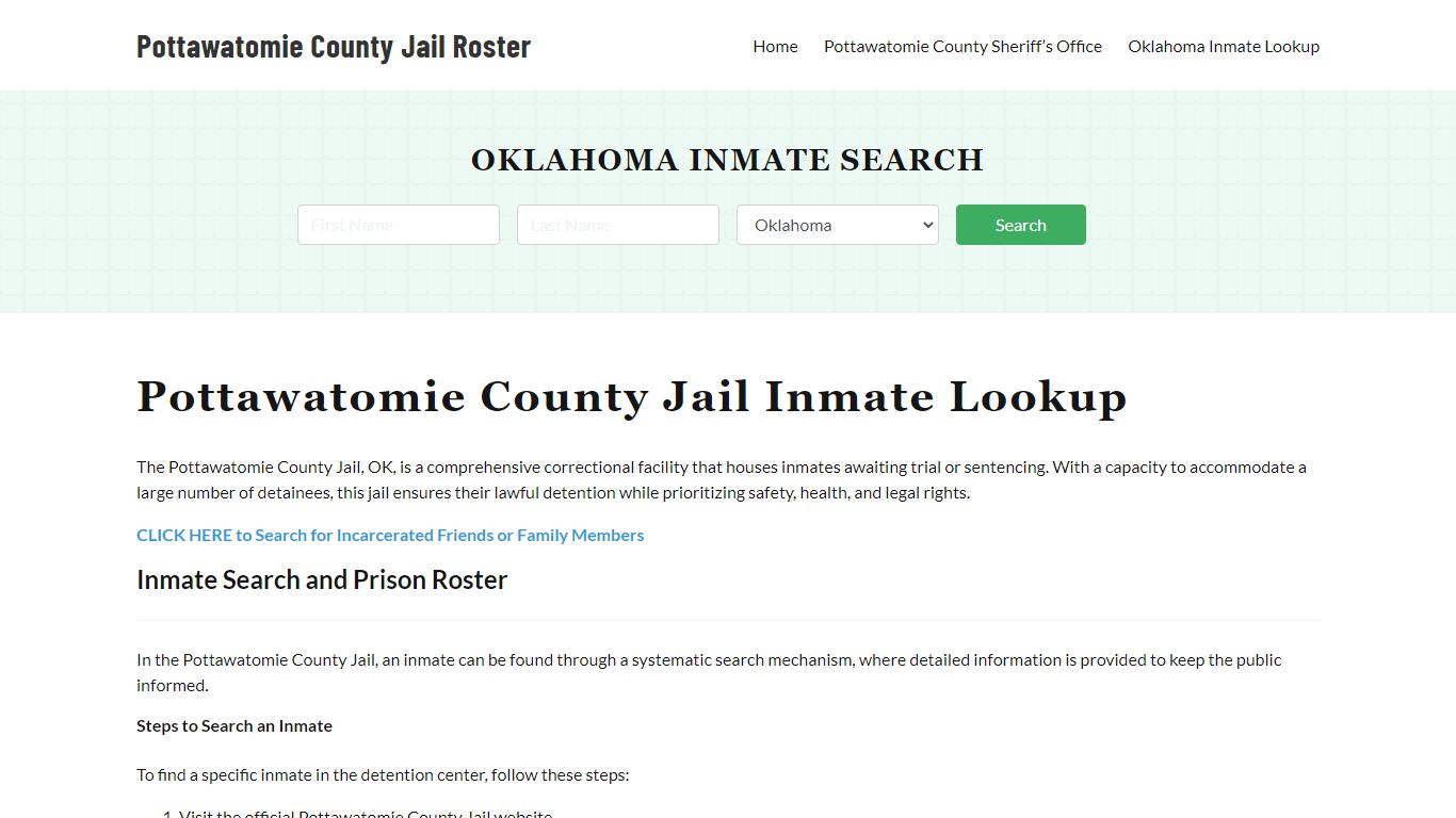 Pottawatomie County Jail Roster Lookup, OK, Inmate Search