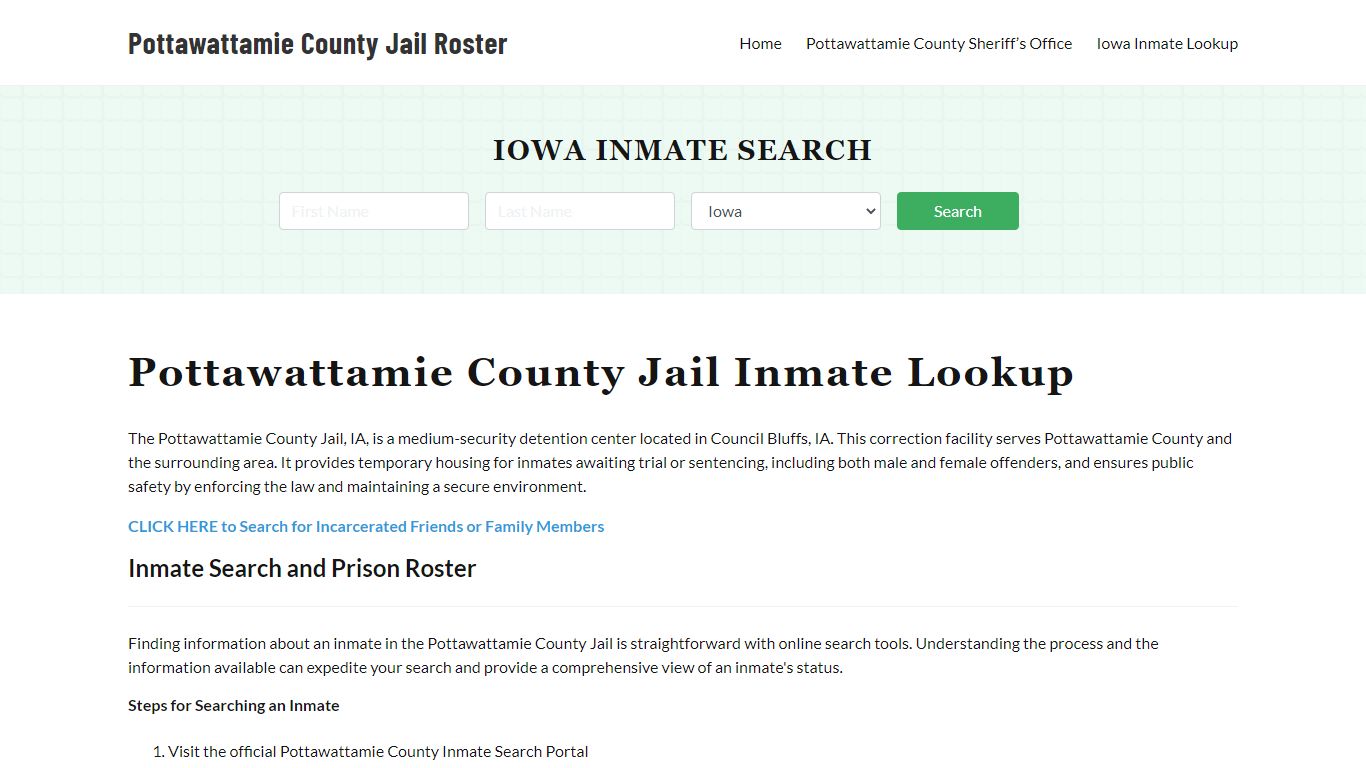 Pottawattamie County Jail Roster Lookup, IA, Inmate Search