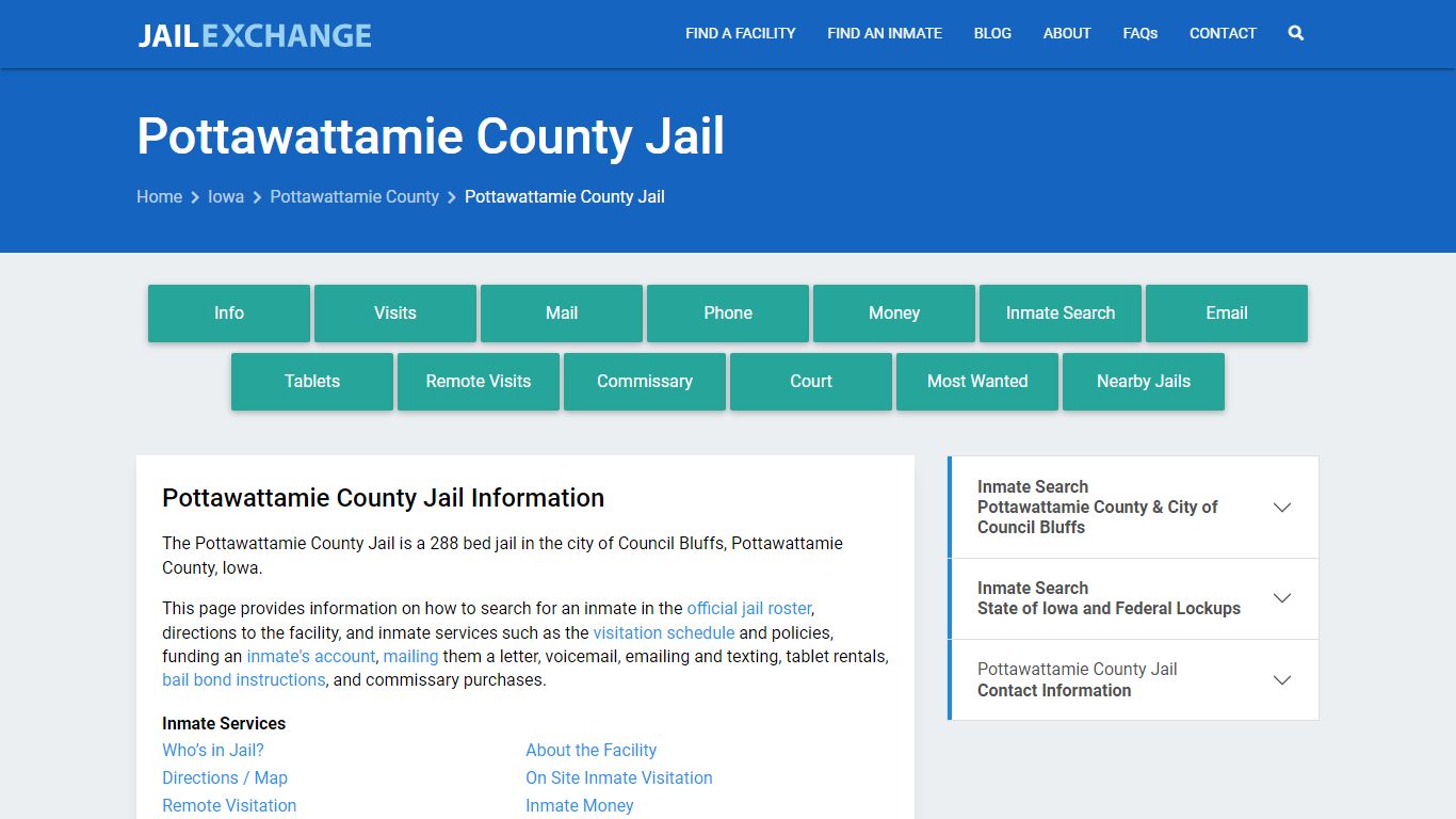 Pottawattamie County Jail, IA Inmate Search, Information