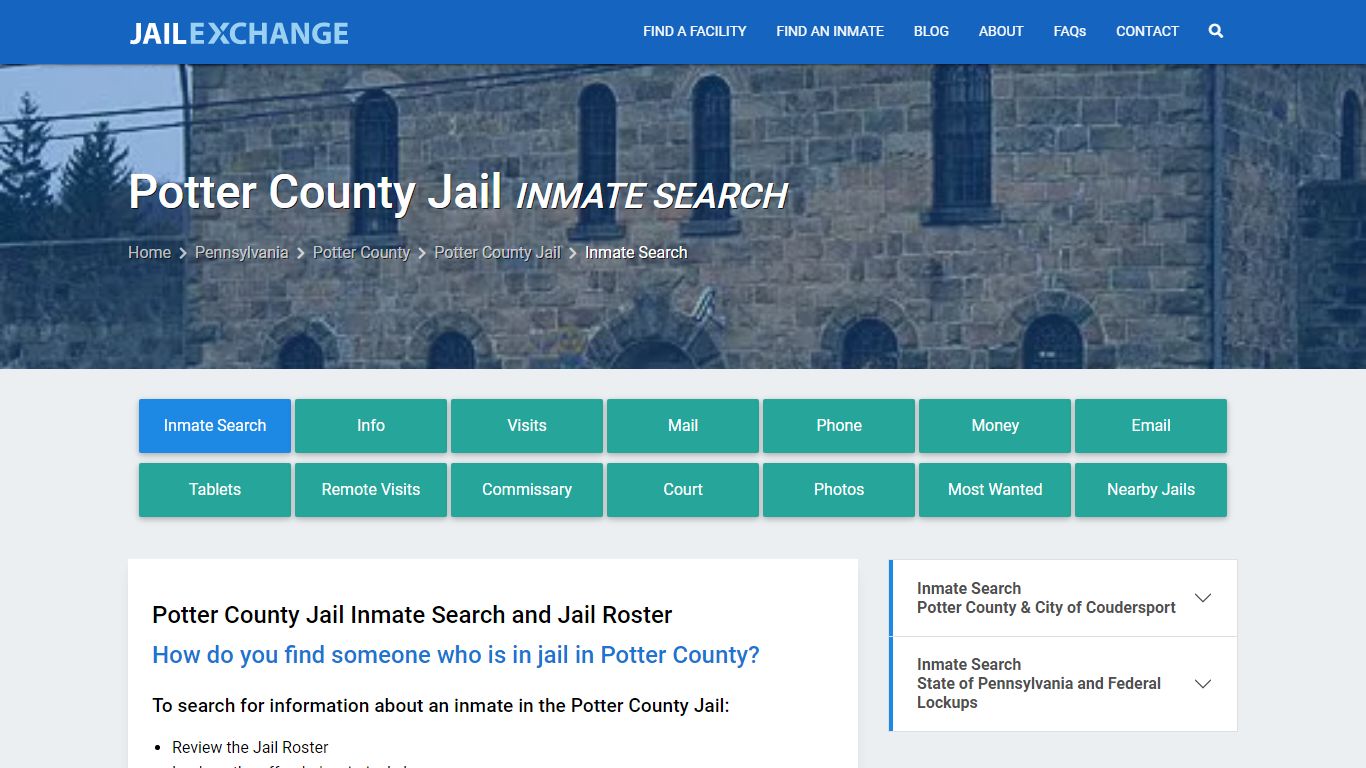 Inmate Search: Roster & Mugshots - Potter County Jail, PA