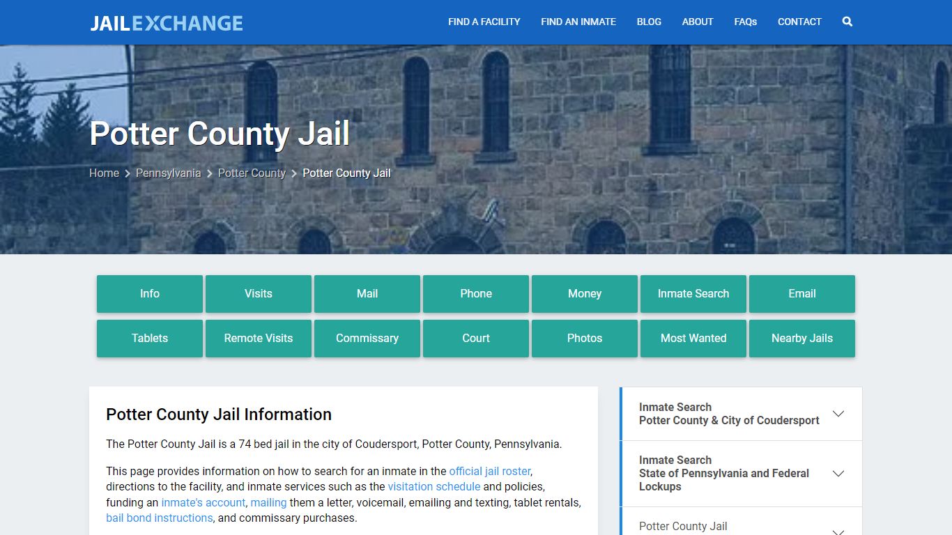 Potter County Jail, PA Inmate Search, Information