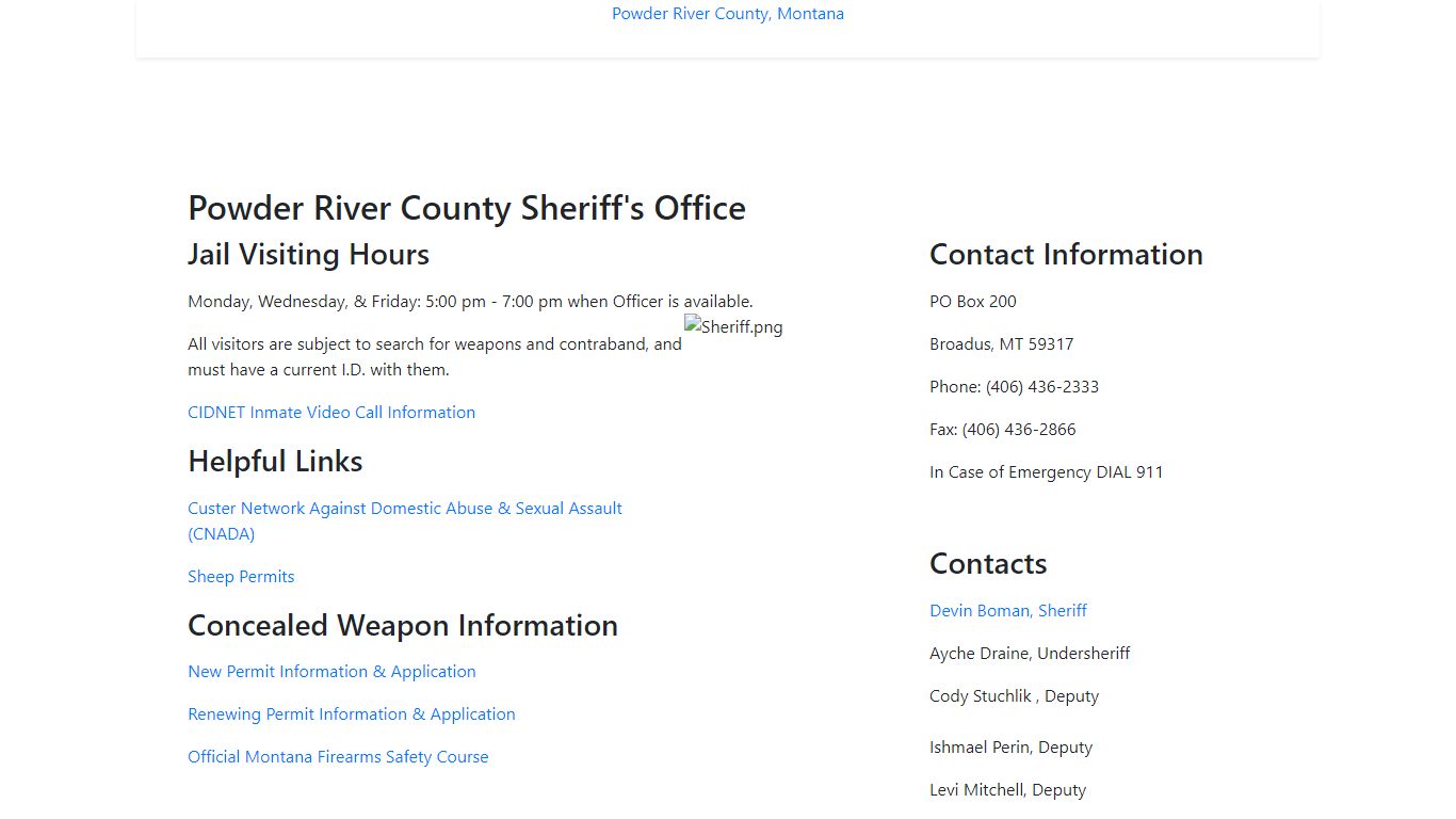 Powder River County Sheriff's Office