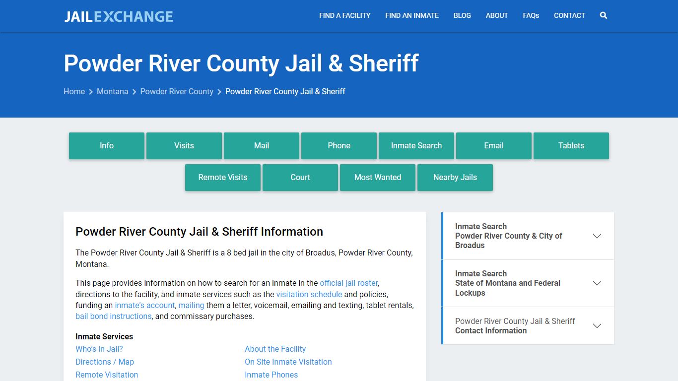 Powder River County Jail & Sheriff, MT Inmate Search, Information