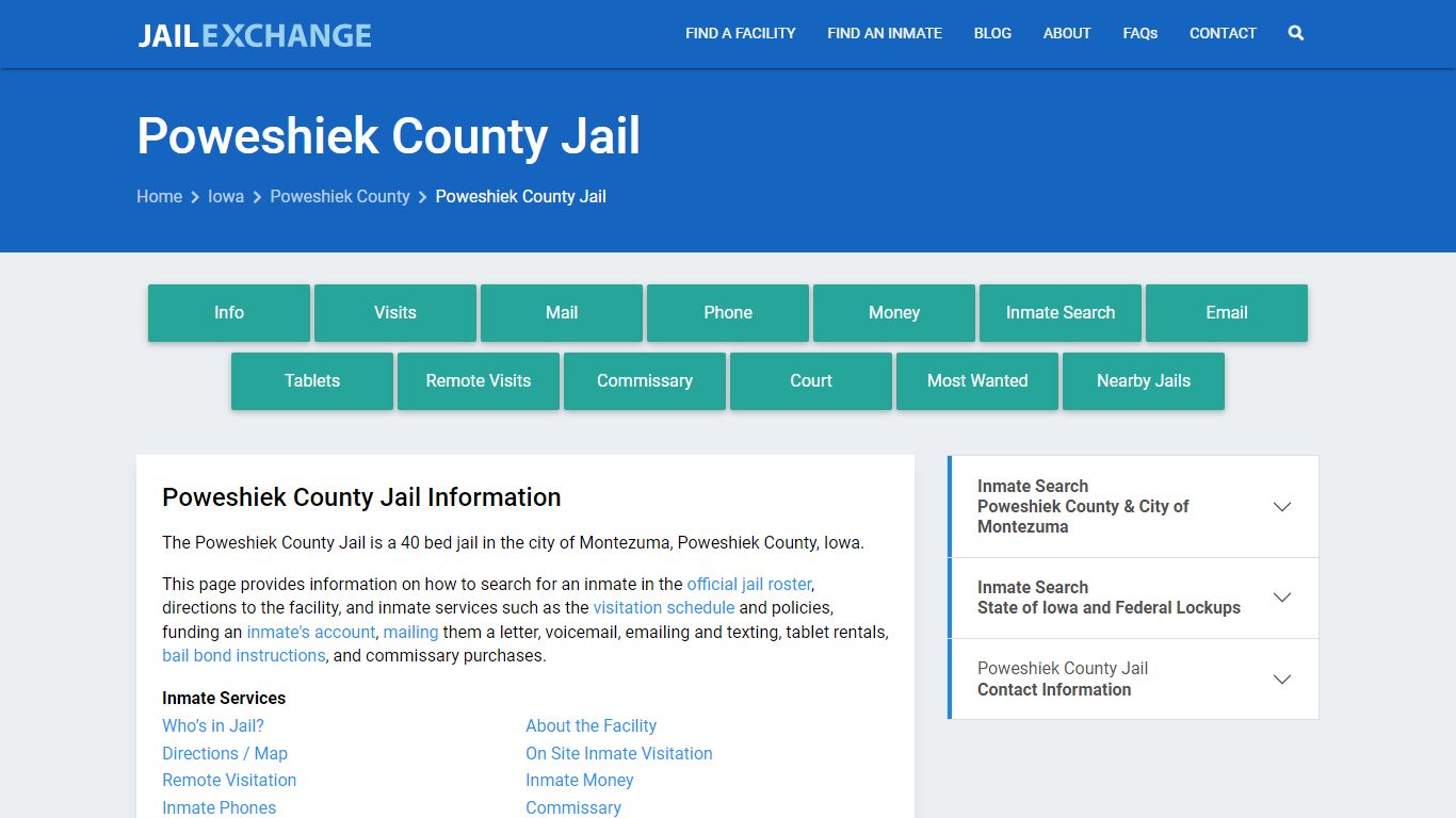 Poweshiek County Jail, IA Inmate Search, Information