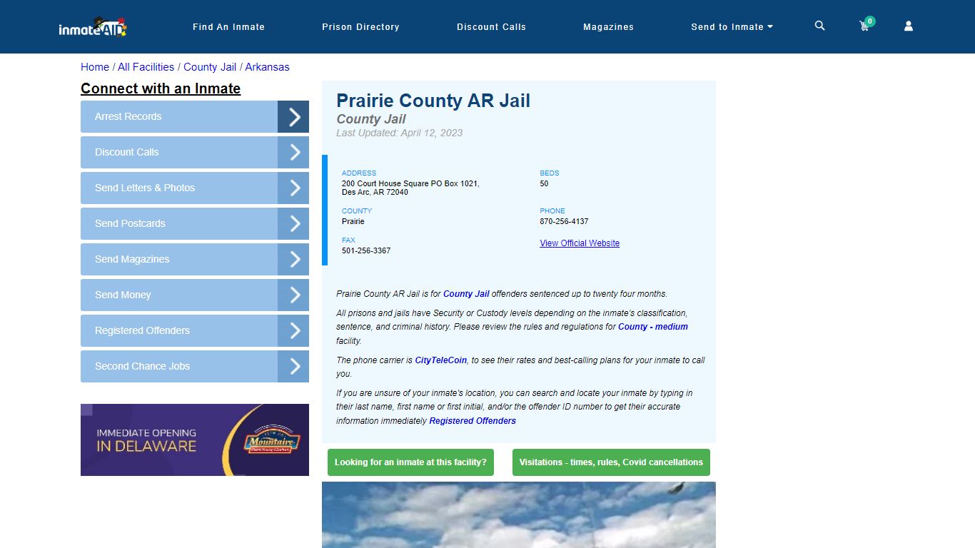 Prairie County AR Jail - Inmate Locator - Des Arc, AR