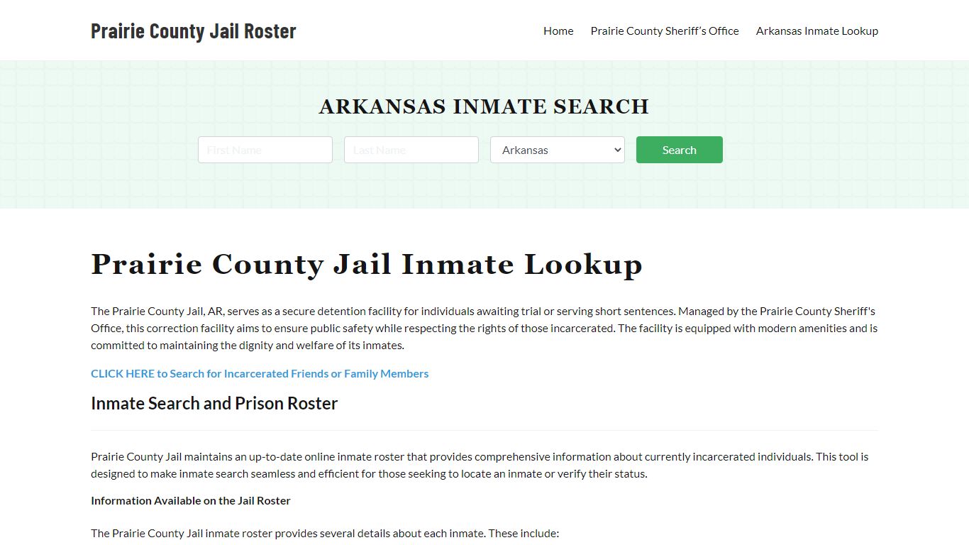Prairie County Jail Roster Lookup, AR, Inmate Search