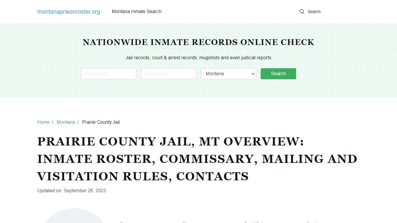 Prairie County Jail, MT: Offender Search, Visitation & Contact Info