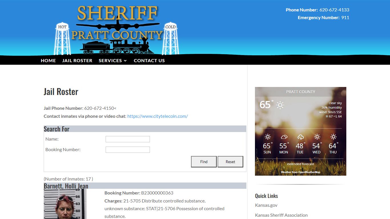 Jail Roster | Pratt County Sheriff