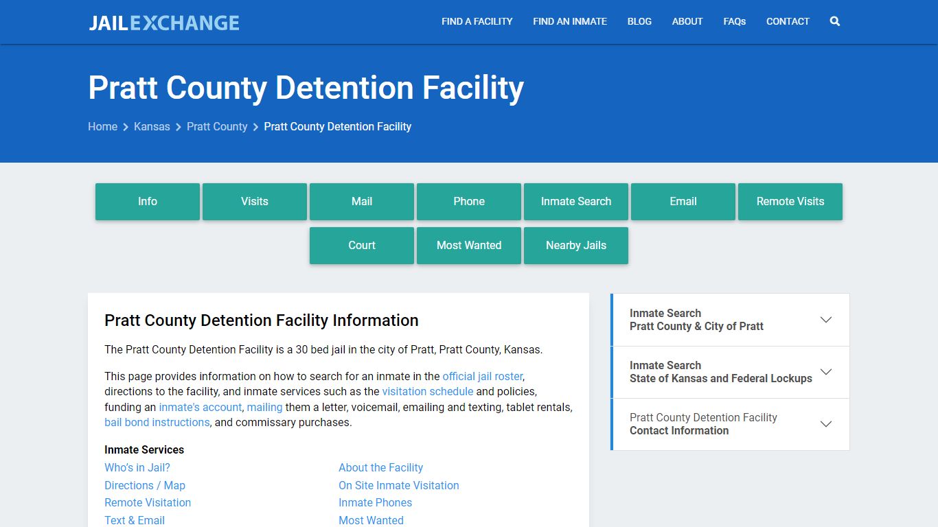 Pratt County Detention Facility, KS Inmate Search, Information