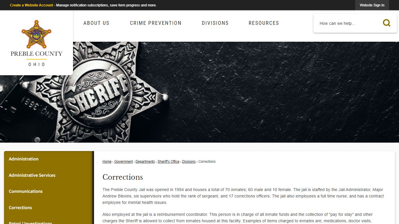 Corrections | Preble County, OH