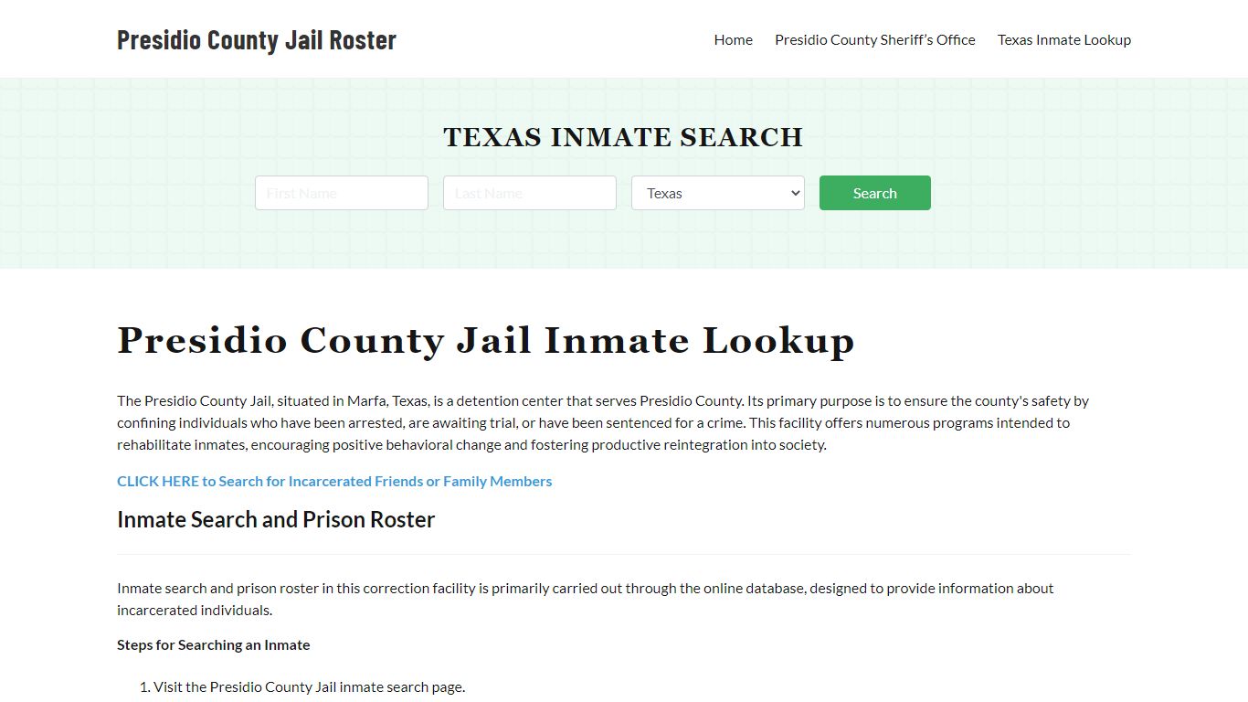 Presidio County Jail Roster Lookup, TX, Inmate Search