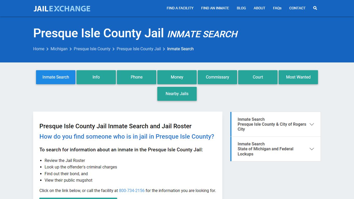 Presque Isle County Jail Inmate Search - Jail Exchange