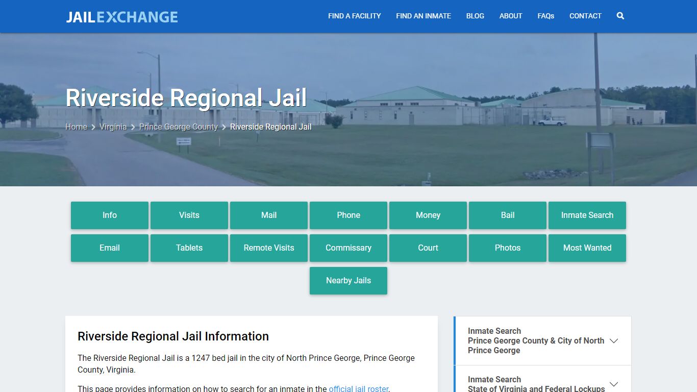 Riverside Regional Jail, VA Inmate Search, Information