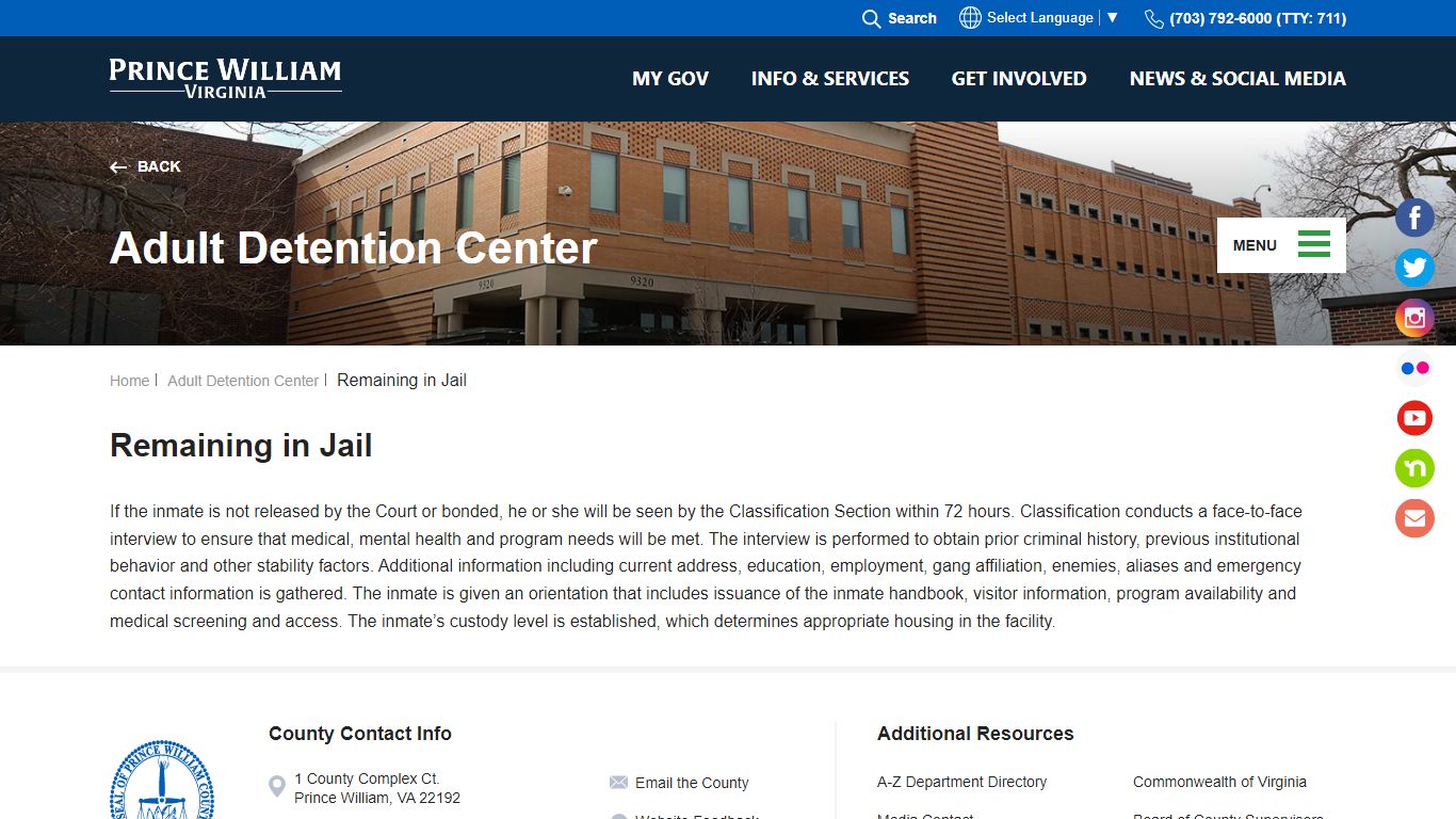 Remaining in Jail - Prince William County Government