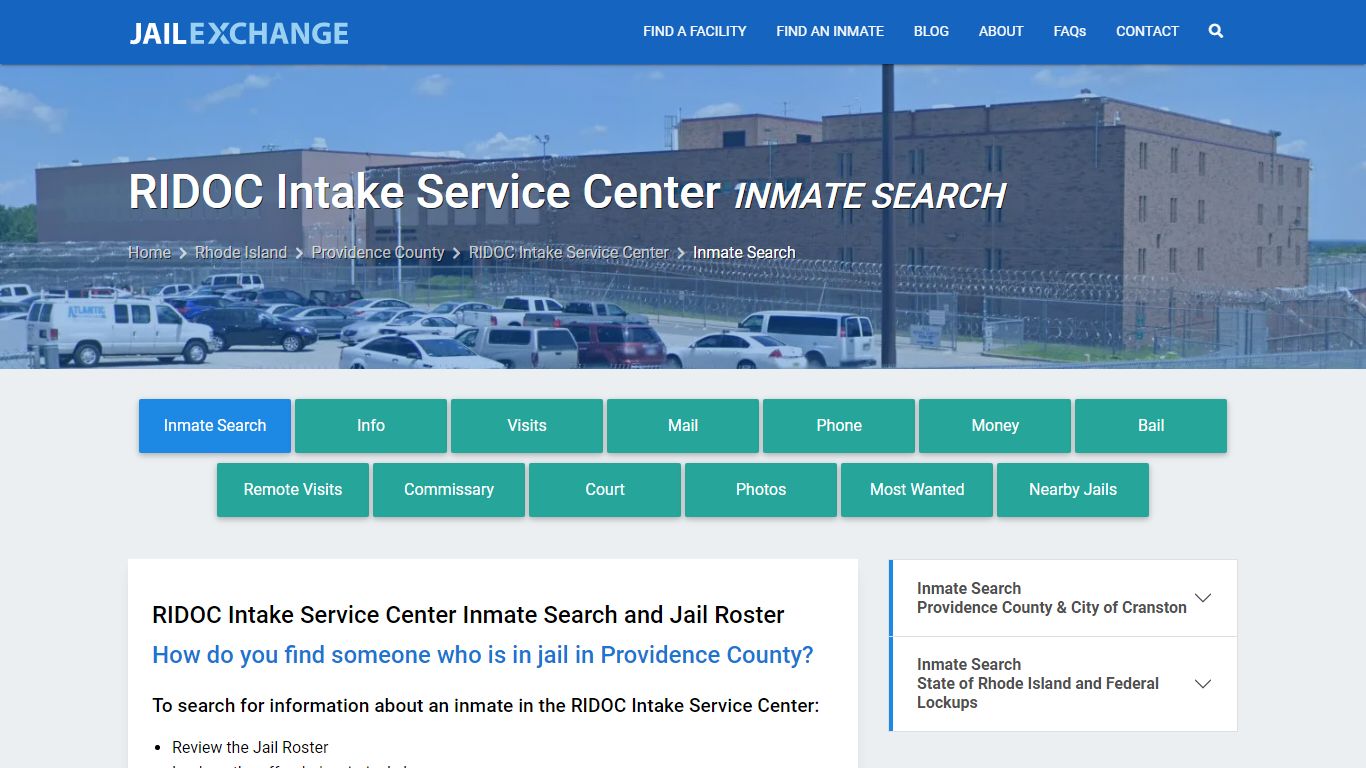 RIDOC Intake Service Center Inmate Search - Jail Exchange
