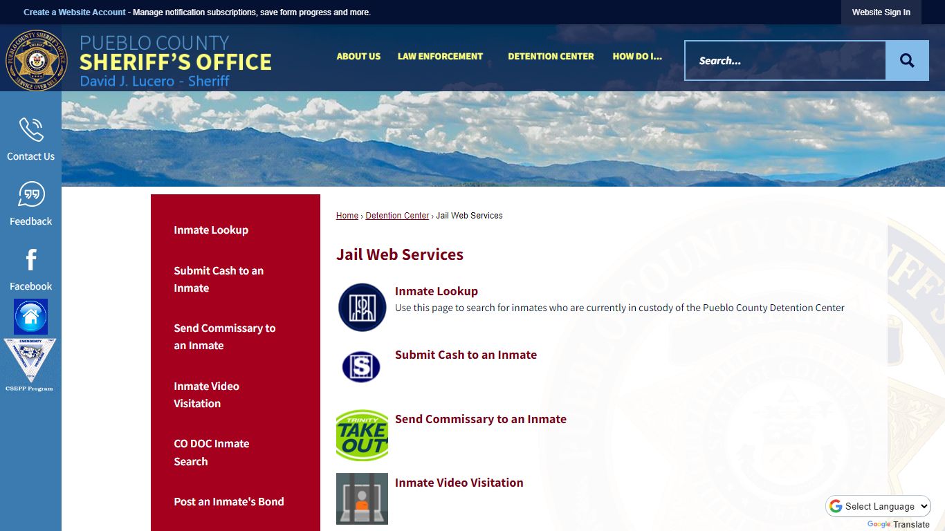 Jail Web Services | Pueblo County Sheriff, CO