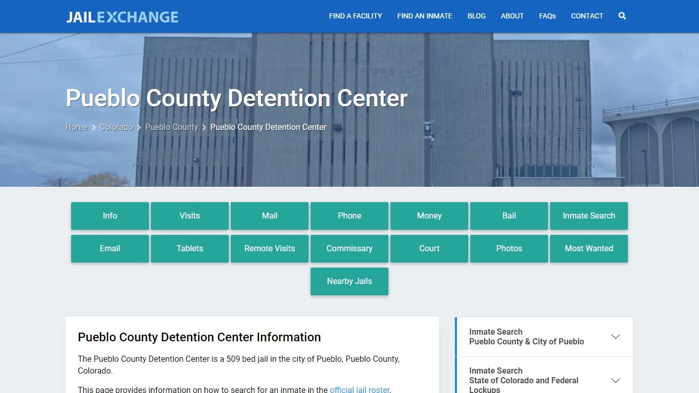 Pueblo County Detention Center, CO Inmate Search, Information