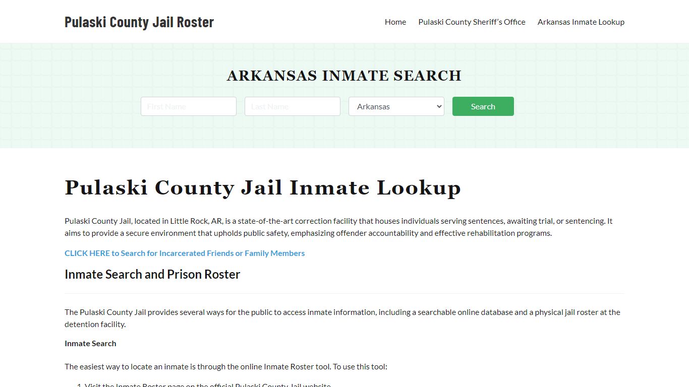 Pulaski County Jail Roster Lookup, AR, Inmate Search
