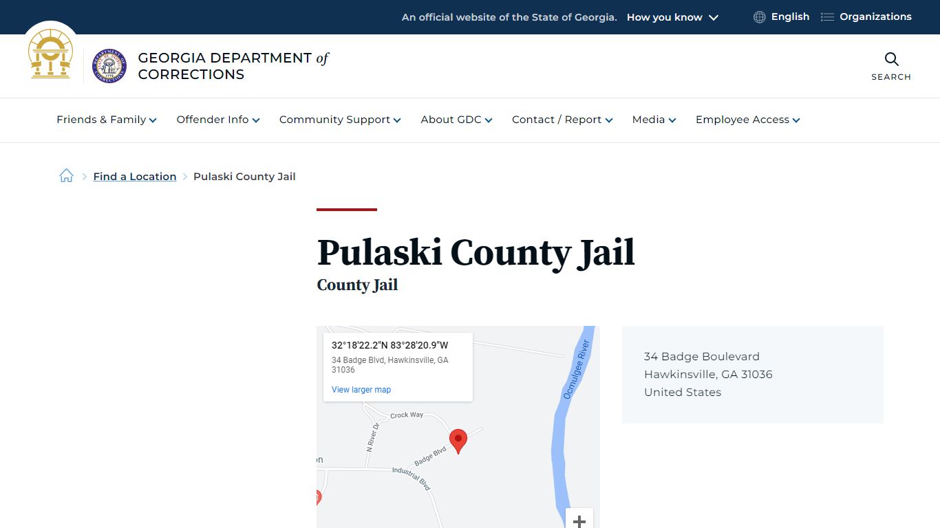 Pulaski County Jail | Georgia Department of Corrections