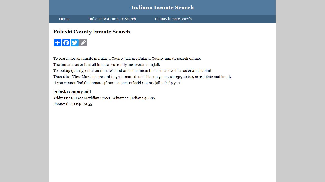 Pulaski County Inmate Search