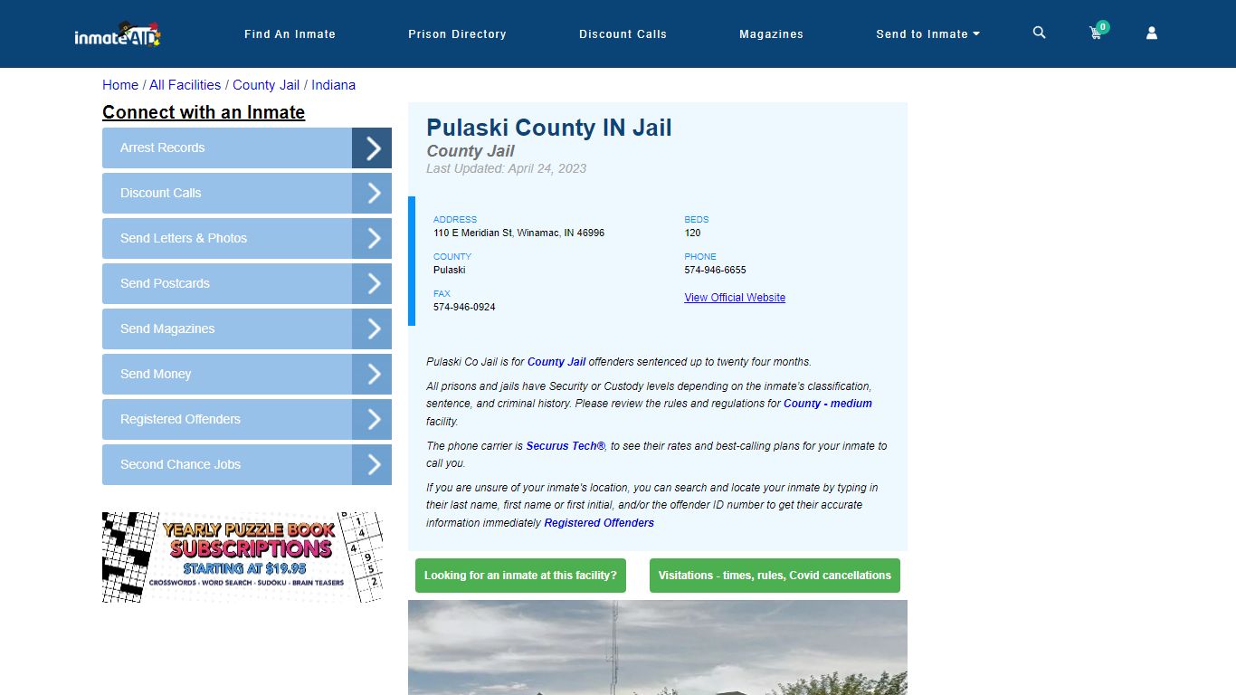 Pulaski County IN Jail - Inmate Locator - Winamac, IN