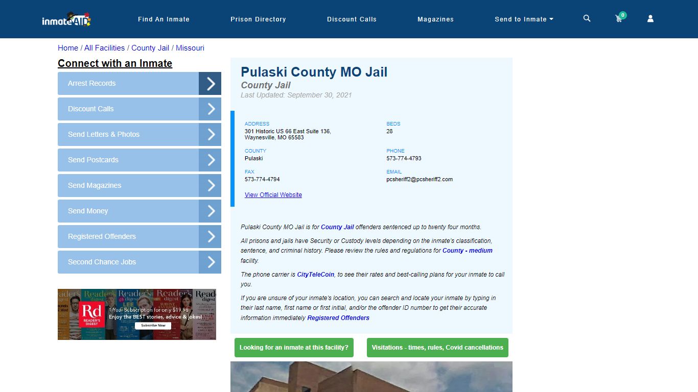 Pulaski County MO Jail - Inmate Locator - Waynesville, MO