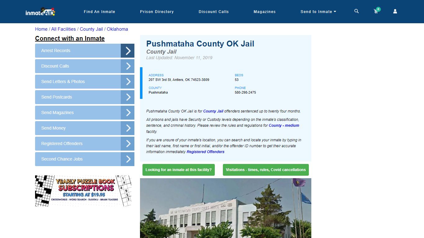 Pushmataha County OK Jail - Inmate Locator - Antlers, OK