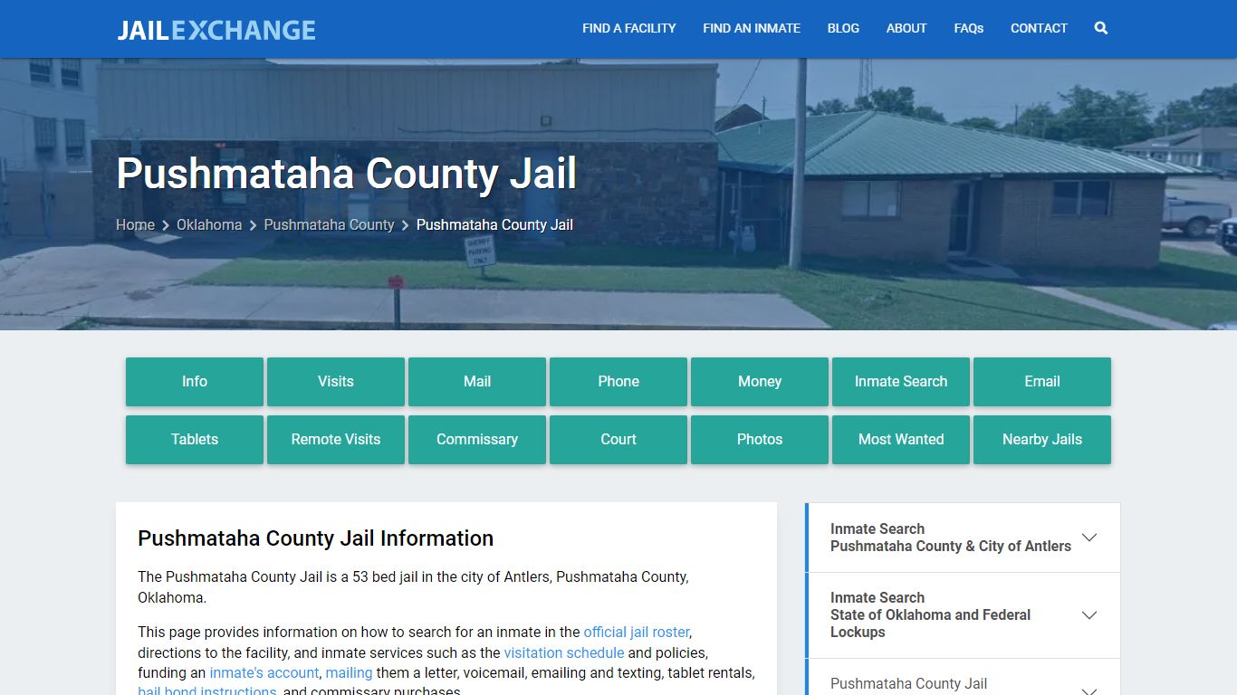 Pushmataha County Jail, OK Inmate Search, Information