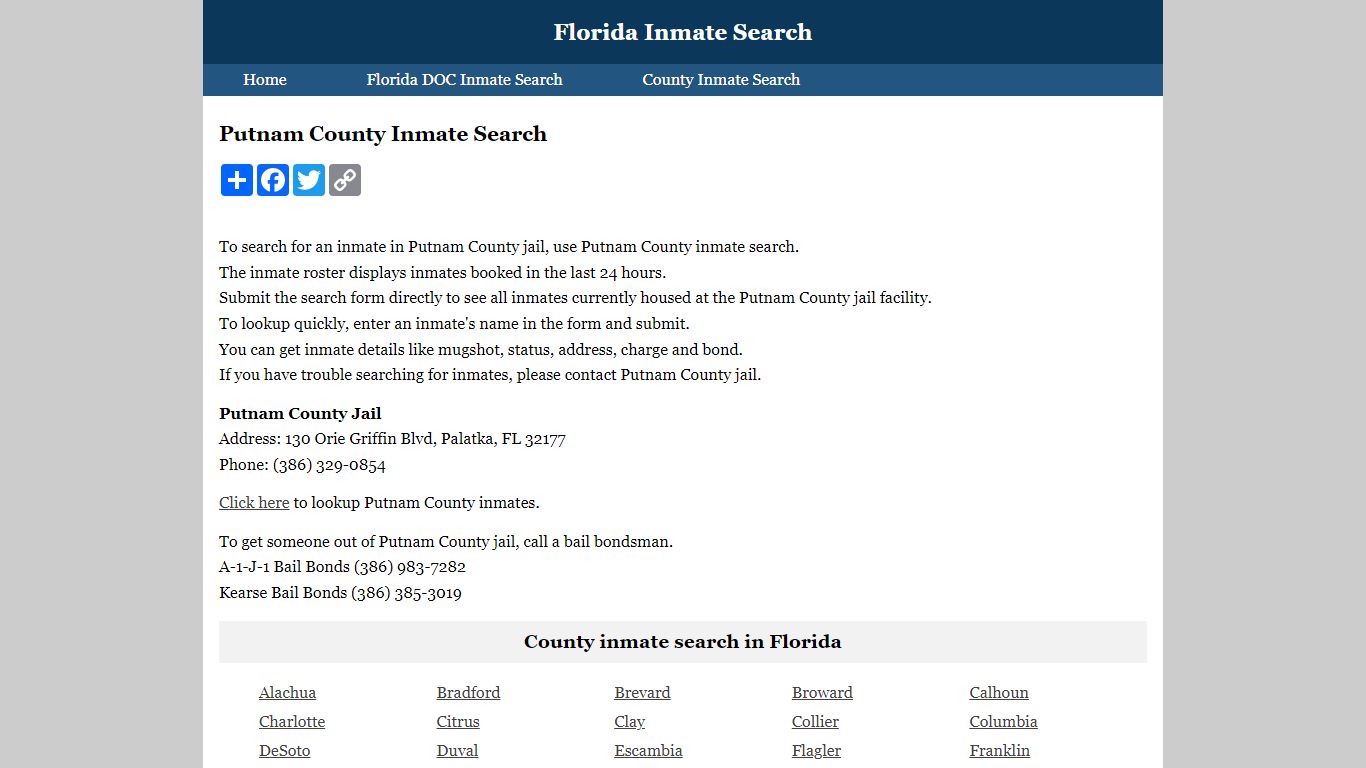 Putnam County Inmate Search