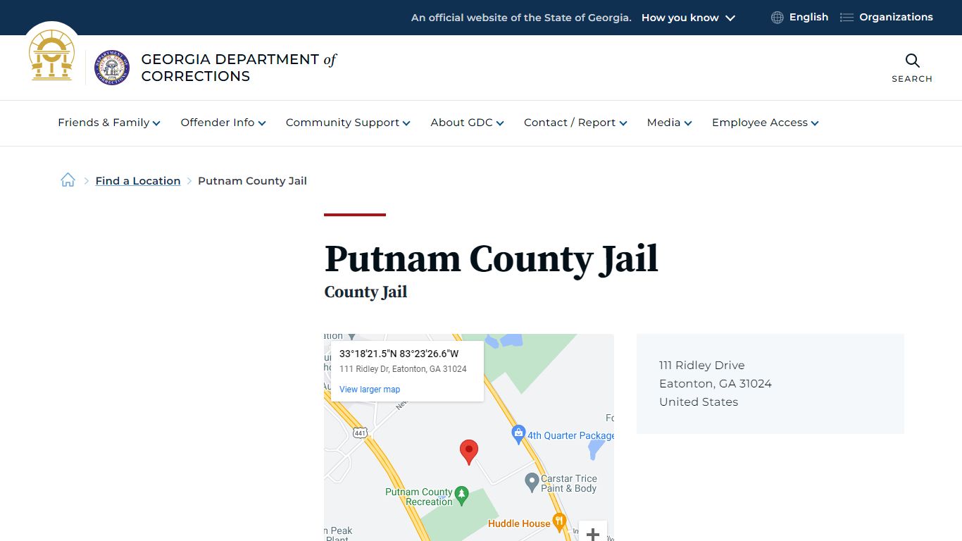 Putnam County Jail | Georgia Department of Corrections