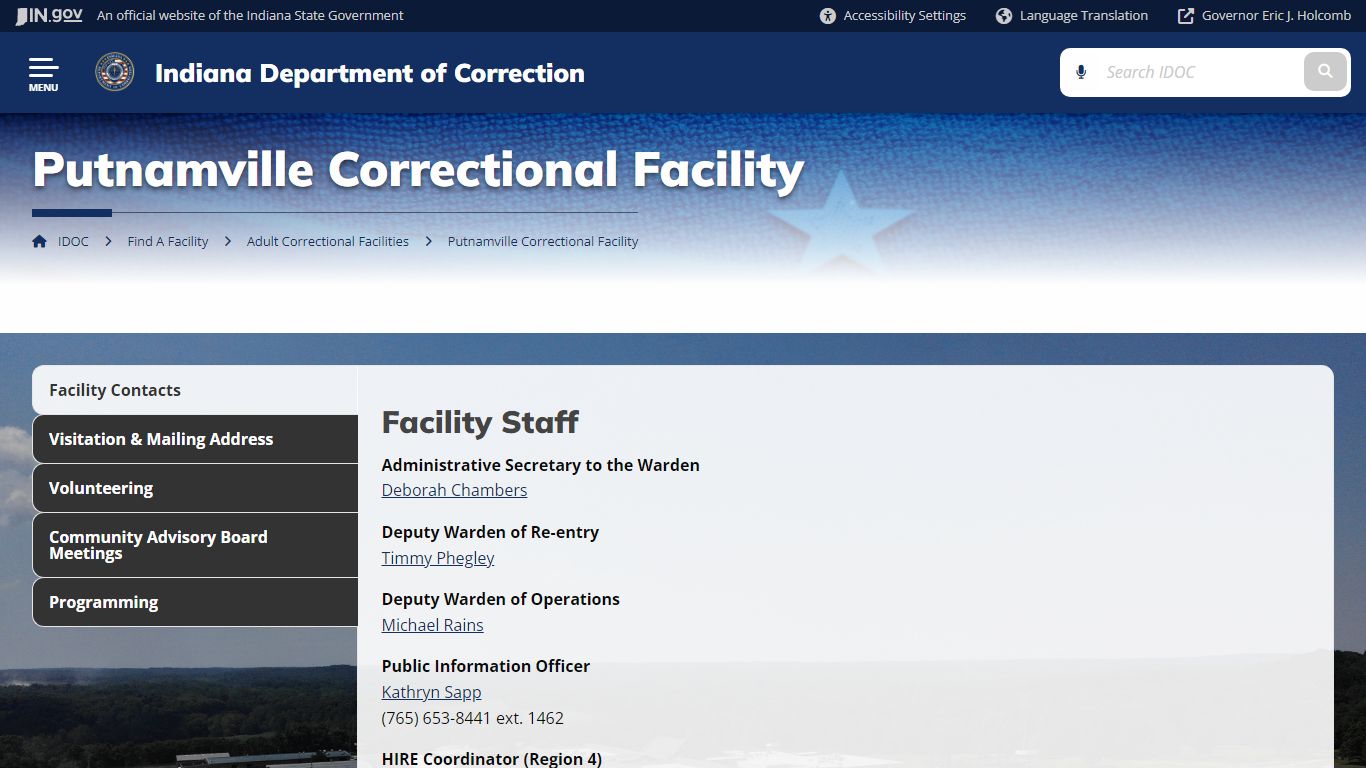 IDOC: Putnamville Correctional Facility - IN.gov