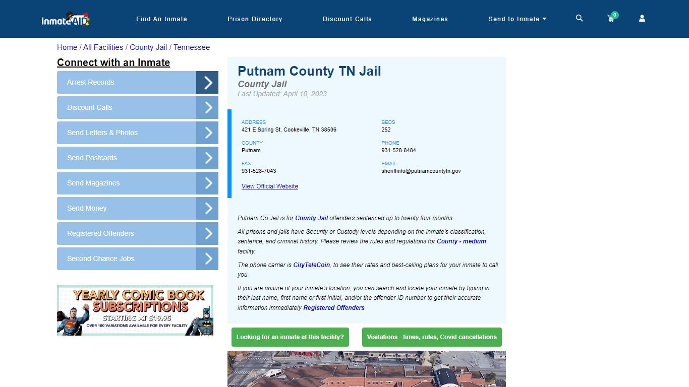 Putnam County TN Jail - Inmate Locator - Cookeville, TN