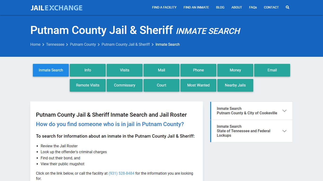 Inmate Search: Roster & Mugshots - Putnam County Jail & Sheriff, TN