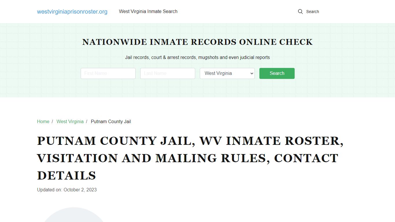 Putnam County Jail, WV Inmate Roster, Contact Details