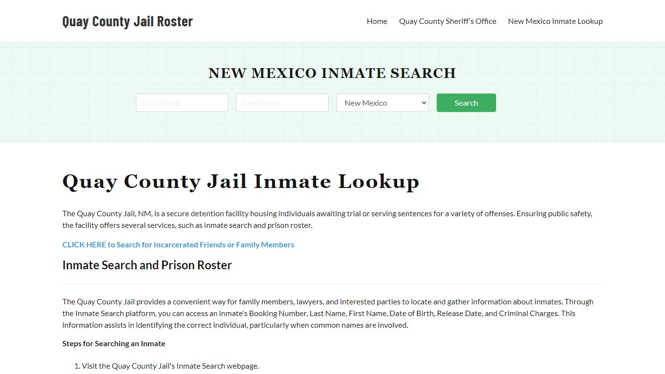 Quay County Jail Roster Lookup, NM, Inmate Search