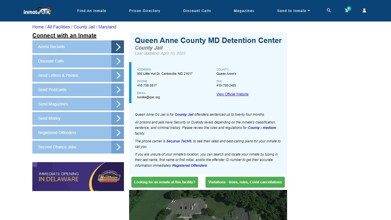 Queen Anne County MD Detention Center - Inmate Locator - Centreville, MD