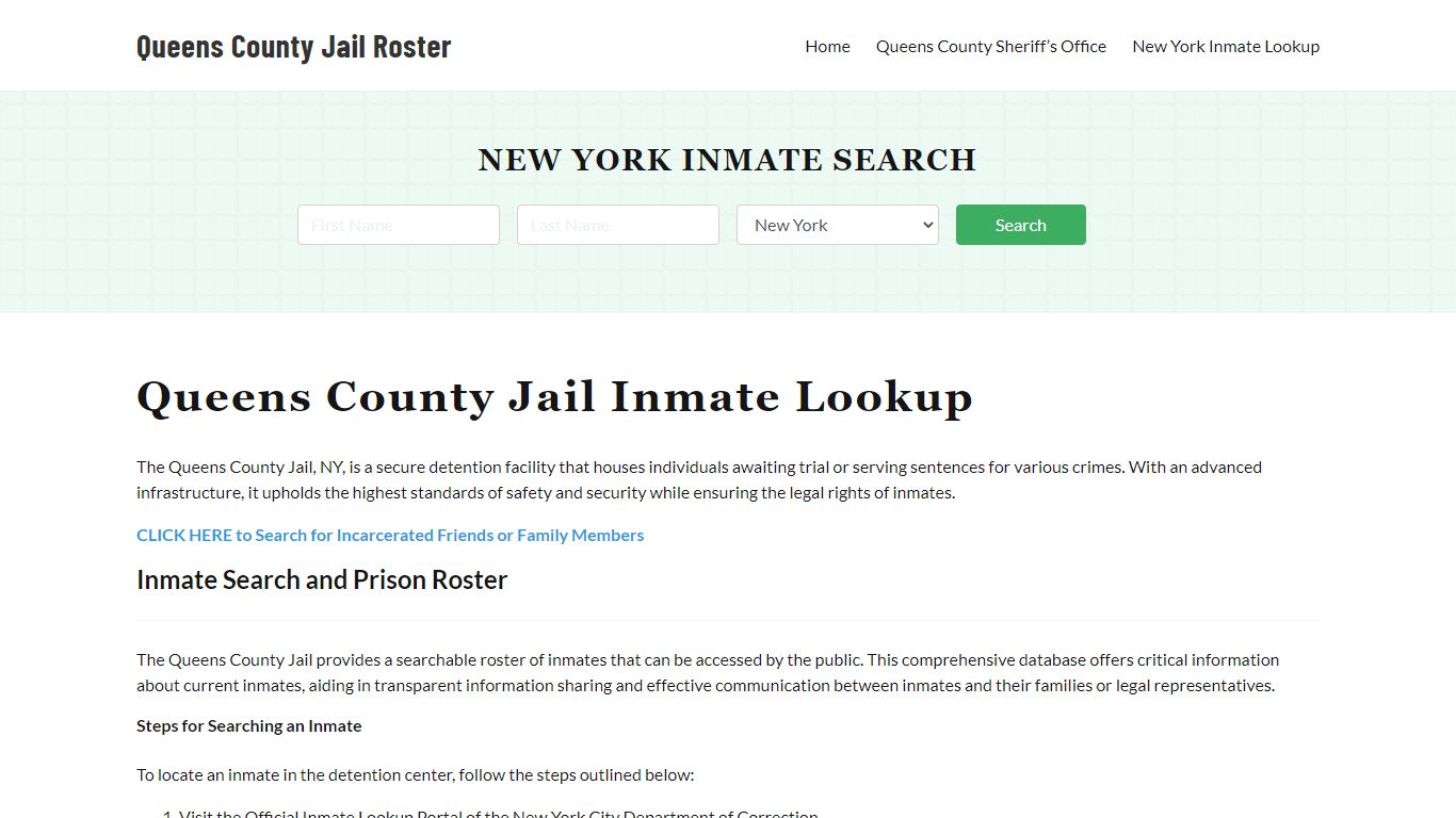 Queens County Jail Roster Lookup, NY, Inmate Search