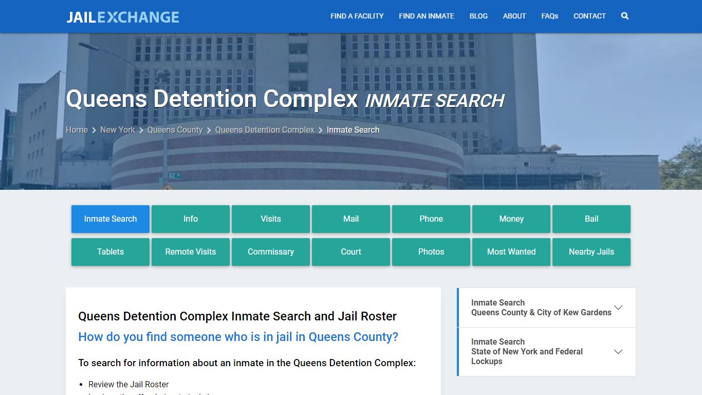 Queens Detention Complex Inmate Search - Jail Exchange