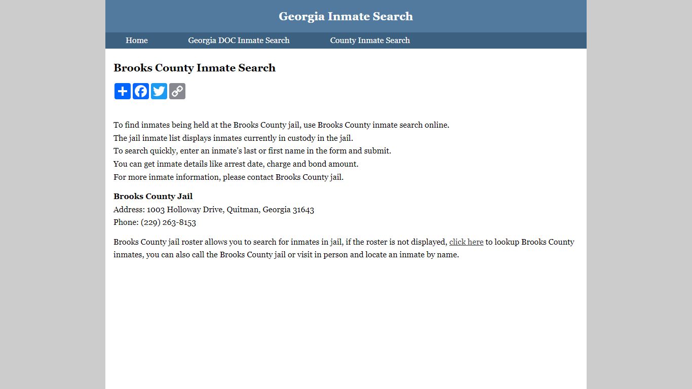 Brooks County Inmate Search